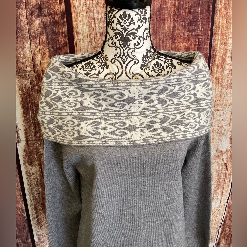 Anne Klein | NWT Women’s Off -Shoulder Style Heather Gray/Ivory Sweater - Picture 2 of 8